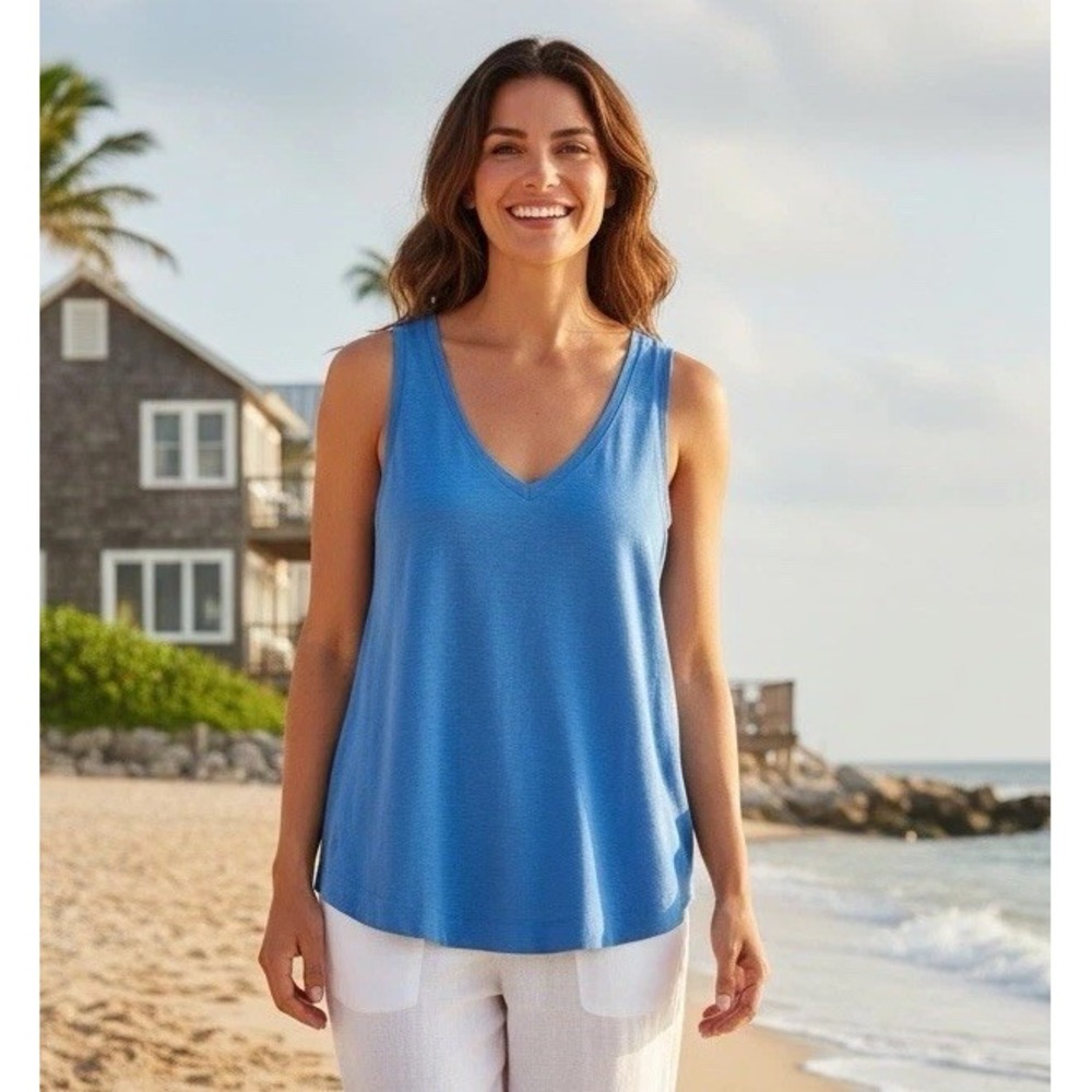 New Lilly Pulitzer XL ARYA TANK Soft Knit TOP Bay Blue Size X Large Shirt